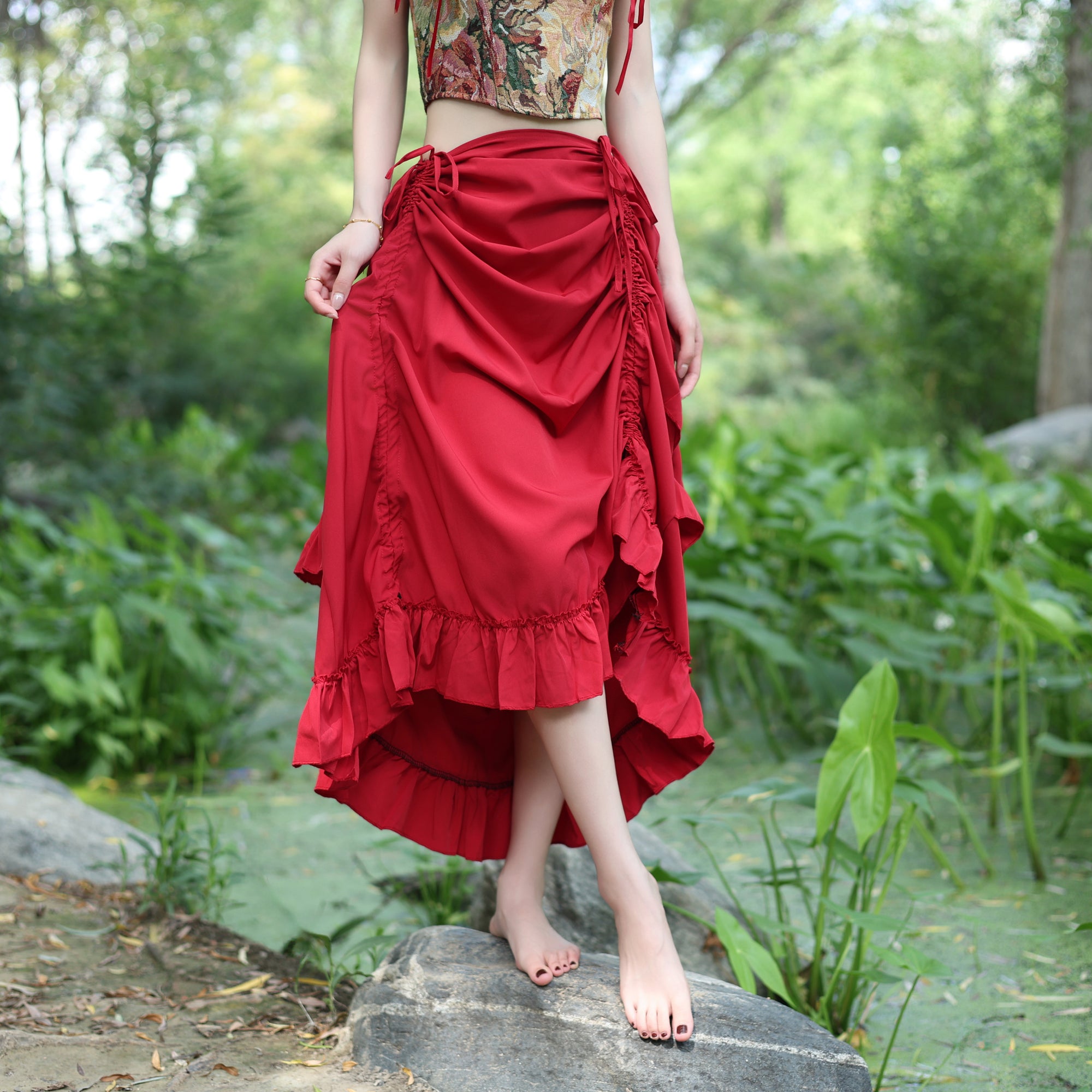 Adjustable Ruched Renaissance Skirt for LARP & Cosplay