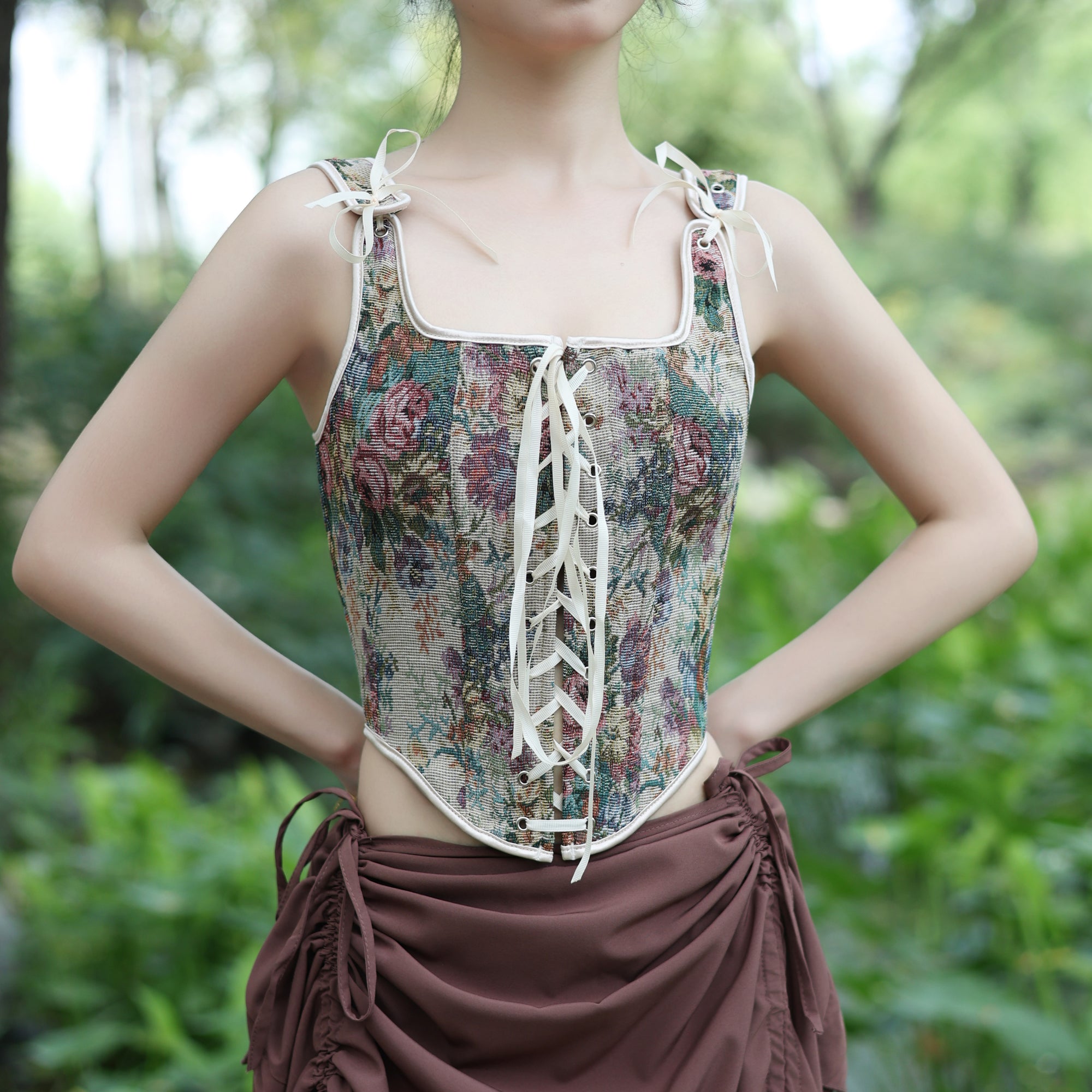 Medieval Floral Corset Top for LARP