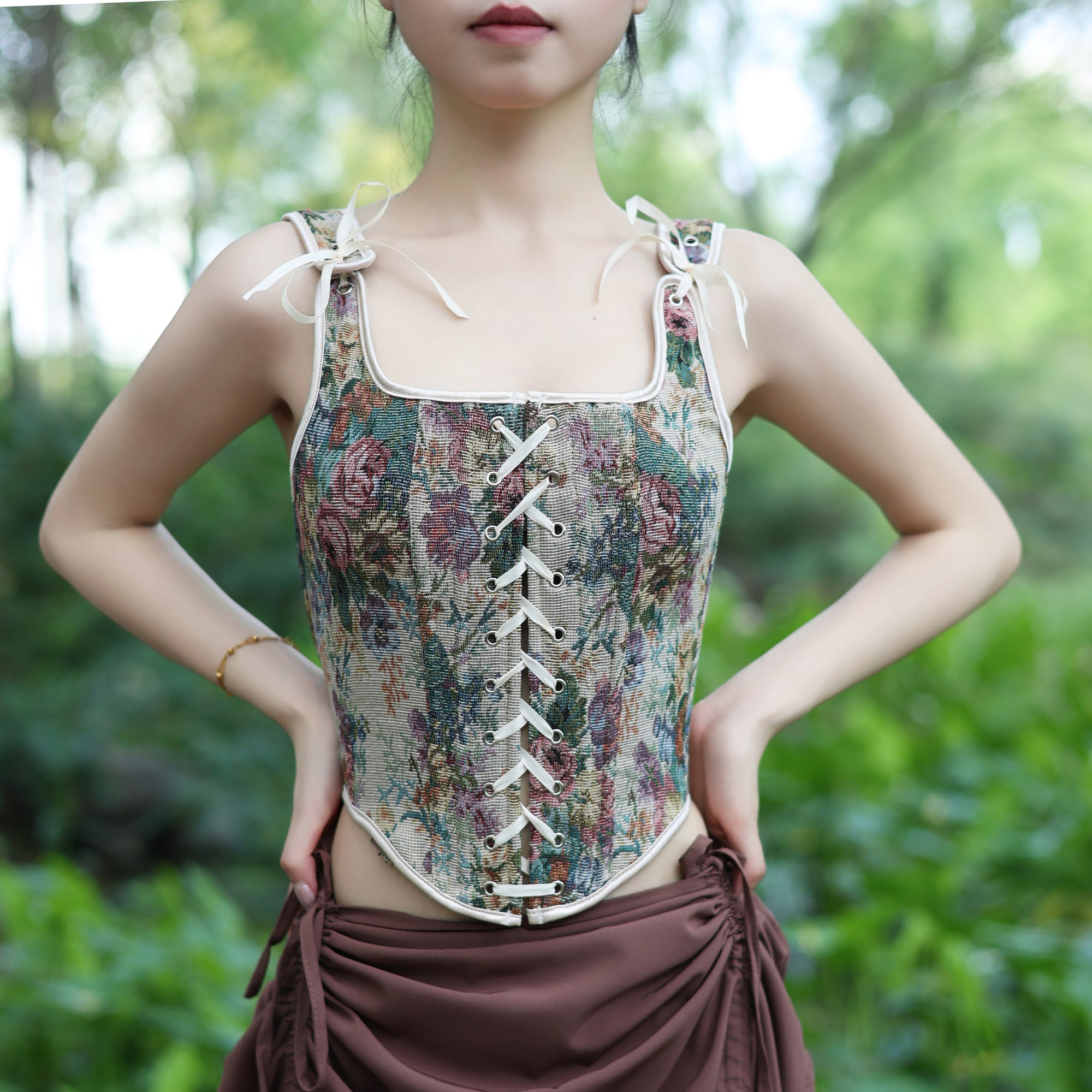 Medieval Floral Corset Top for LARP