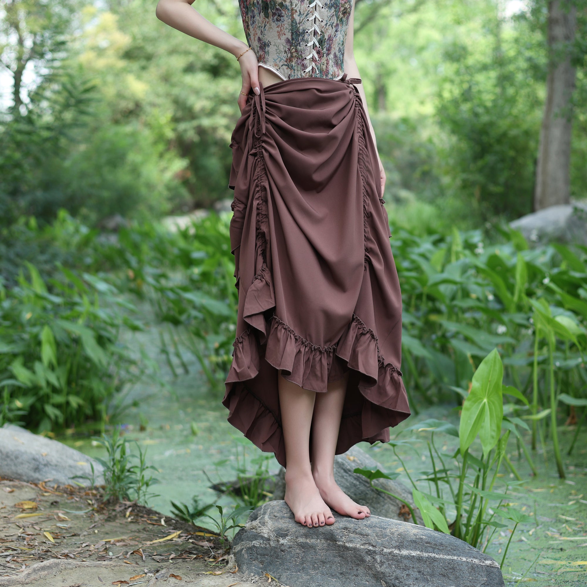 Adjustable Ruched Renaissance Skirt for LARP & Cosplay
