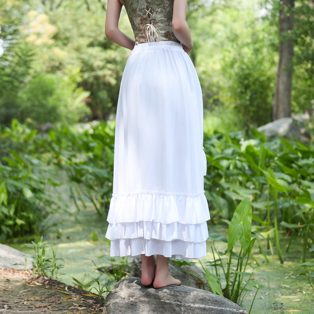 White Renaissance Ruffle Skirt for LARP  Medieval Costumes