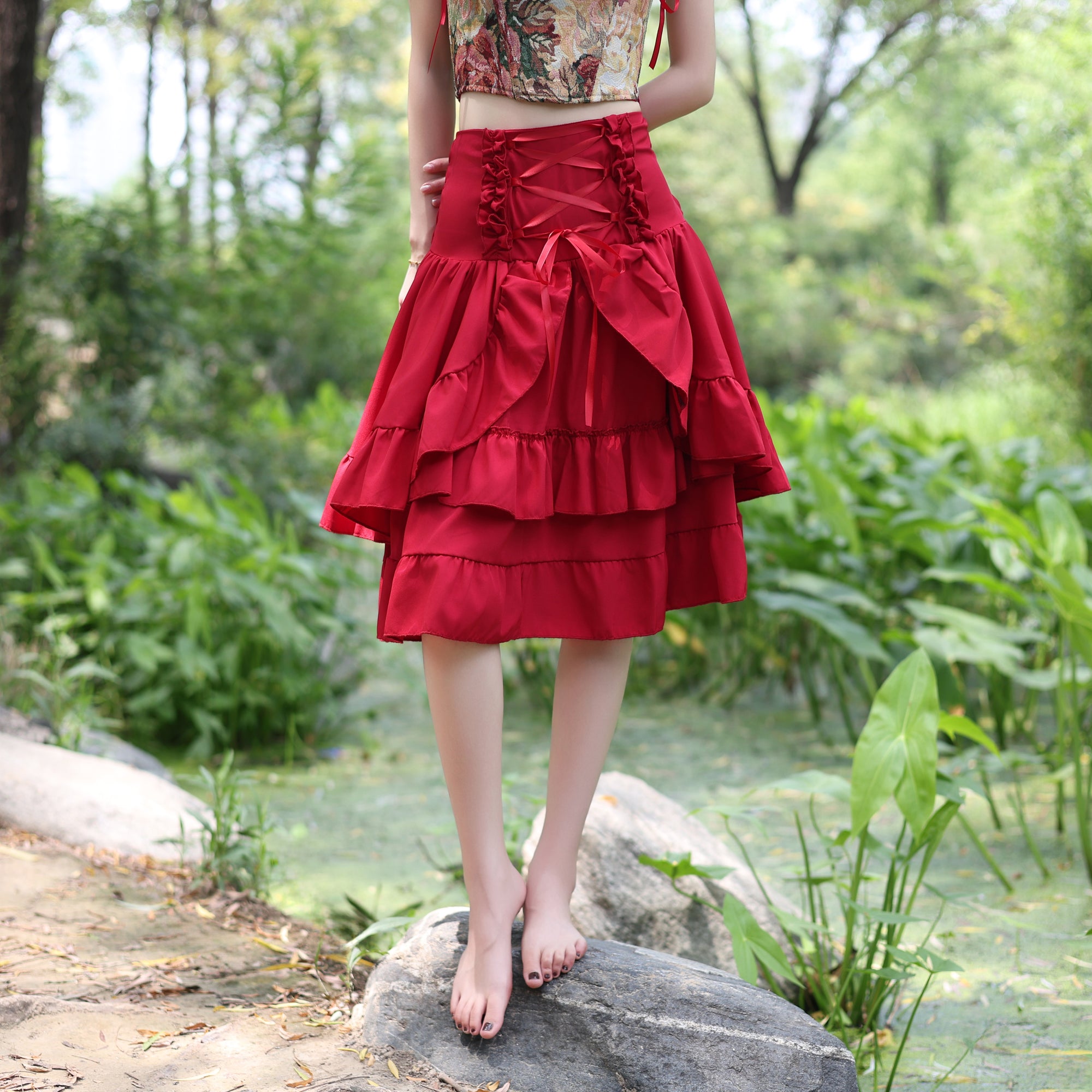 Ruffle Lace-Up LARP Skirt