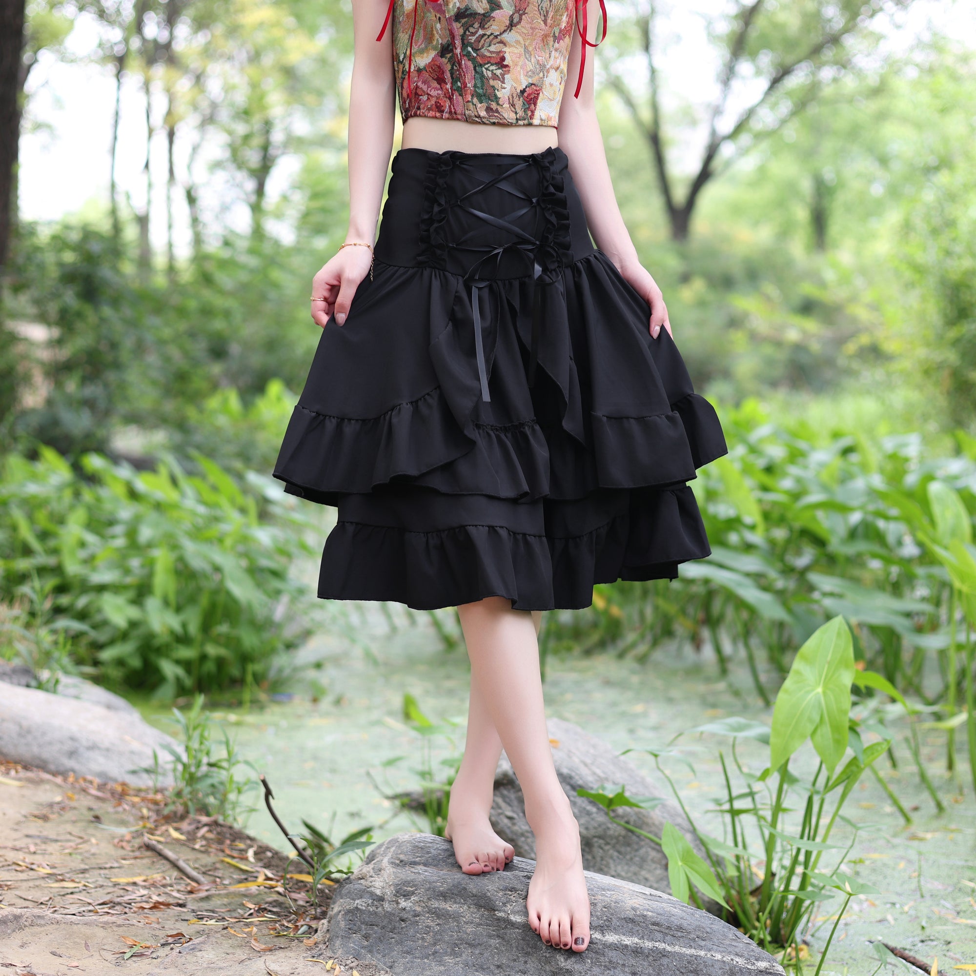 Ruffle Lace-Up LARP Skirt