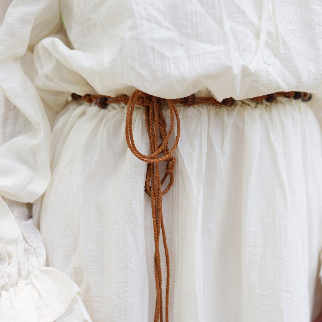 Apricot Off-Shoulder Peasant Dress