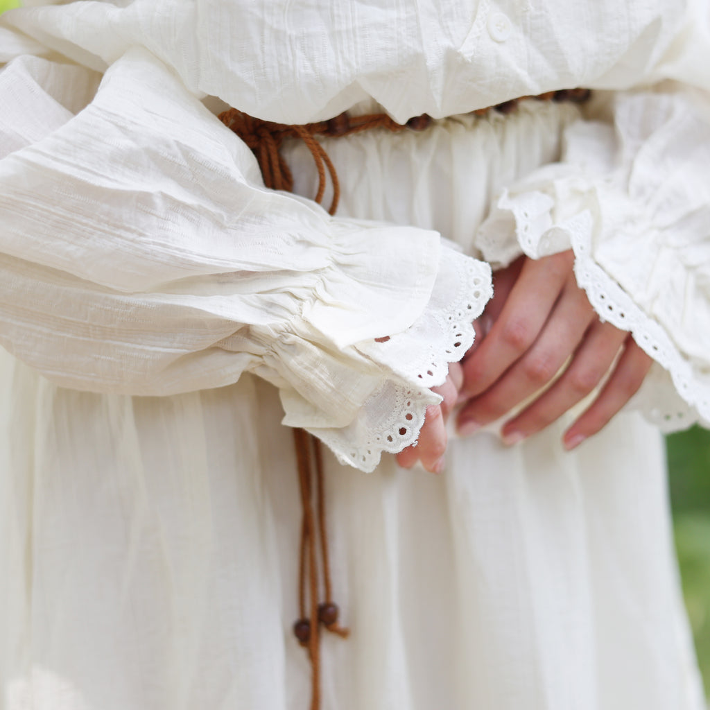Apricot Off-Shoulder Peasant Dress