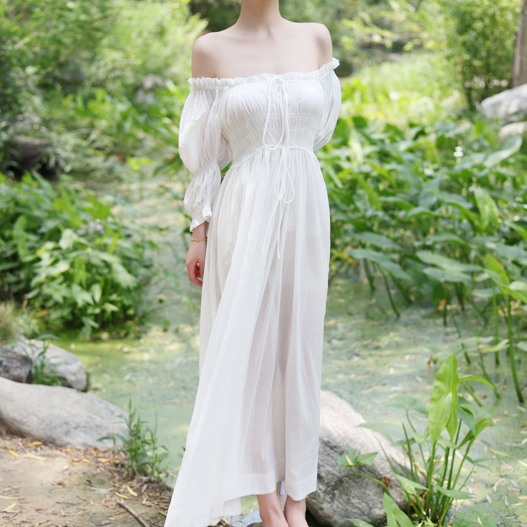 White Cotton Renaissance Dress