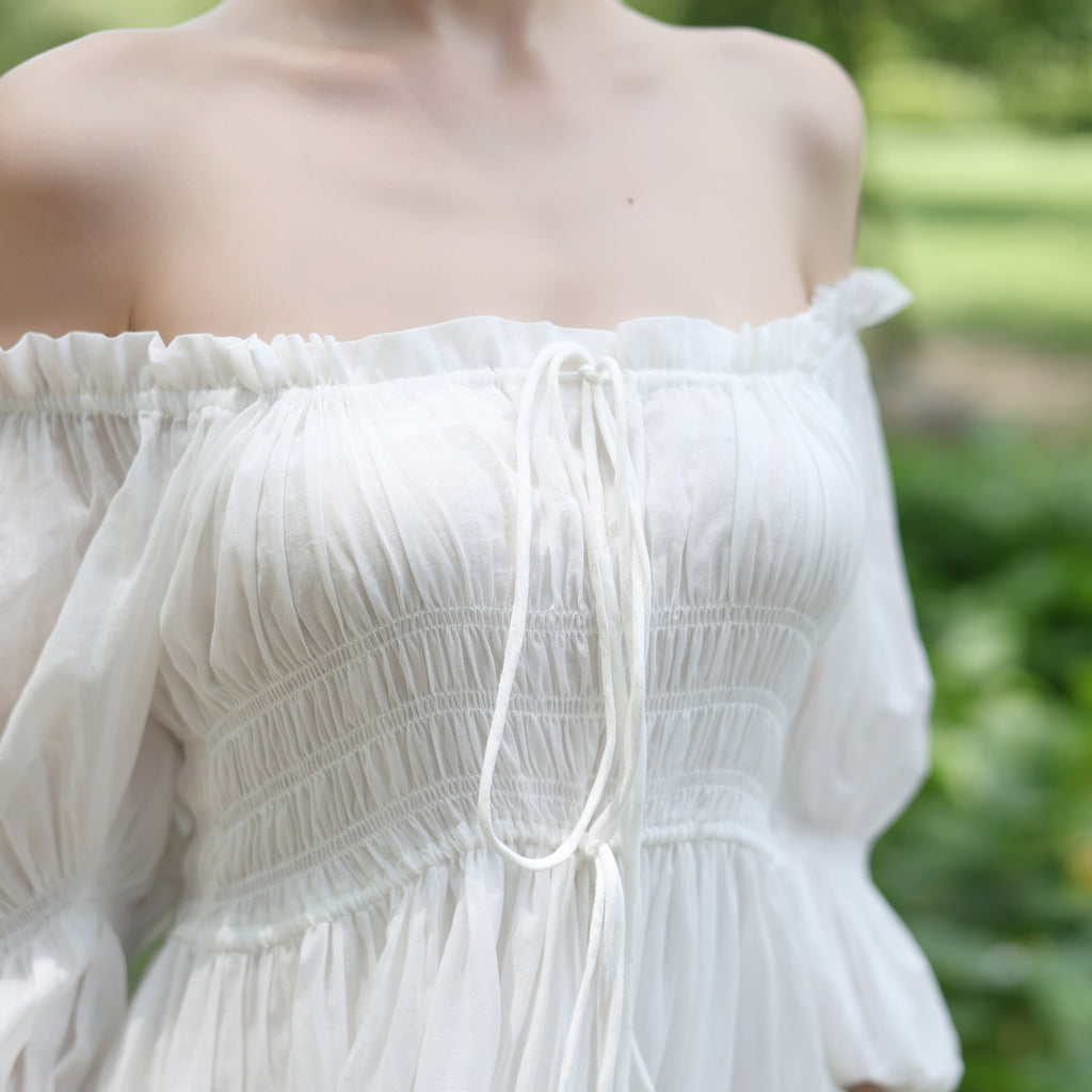 White Cotton Renaissance Dress