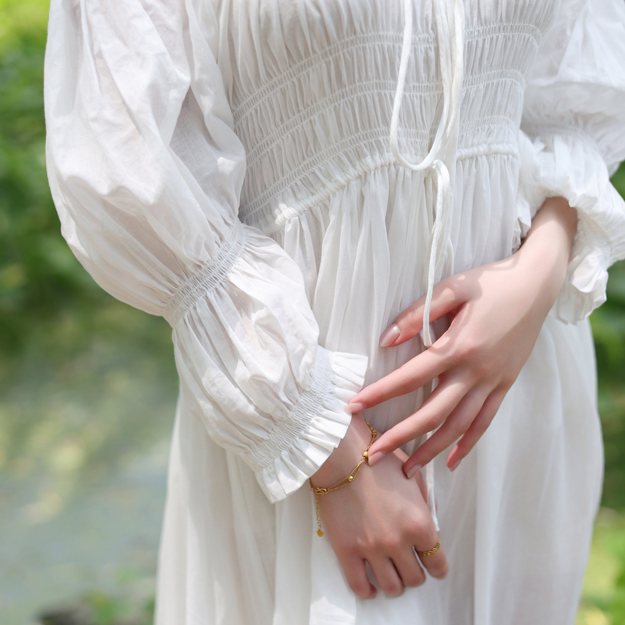 White Cotton Renaissance Dress