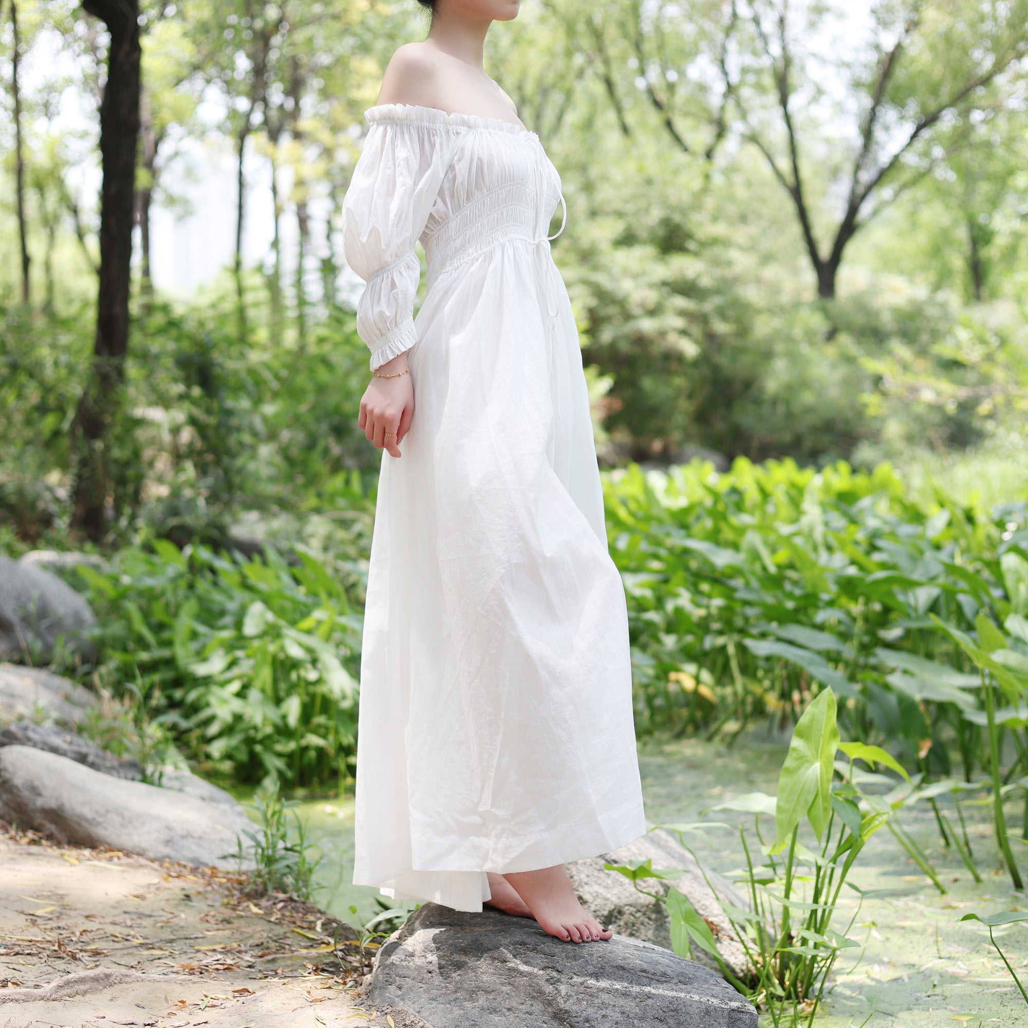 White Cotton Renaissance Dress