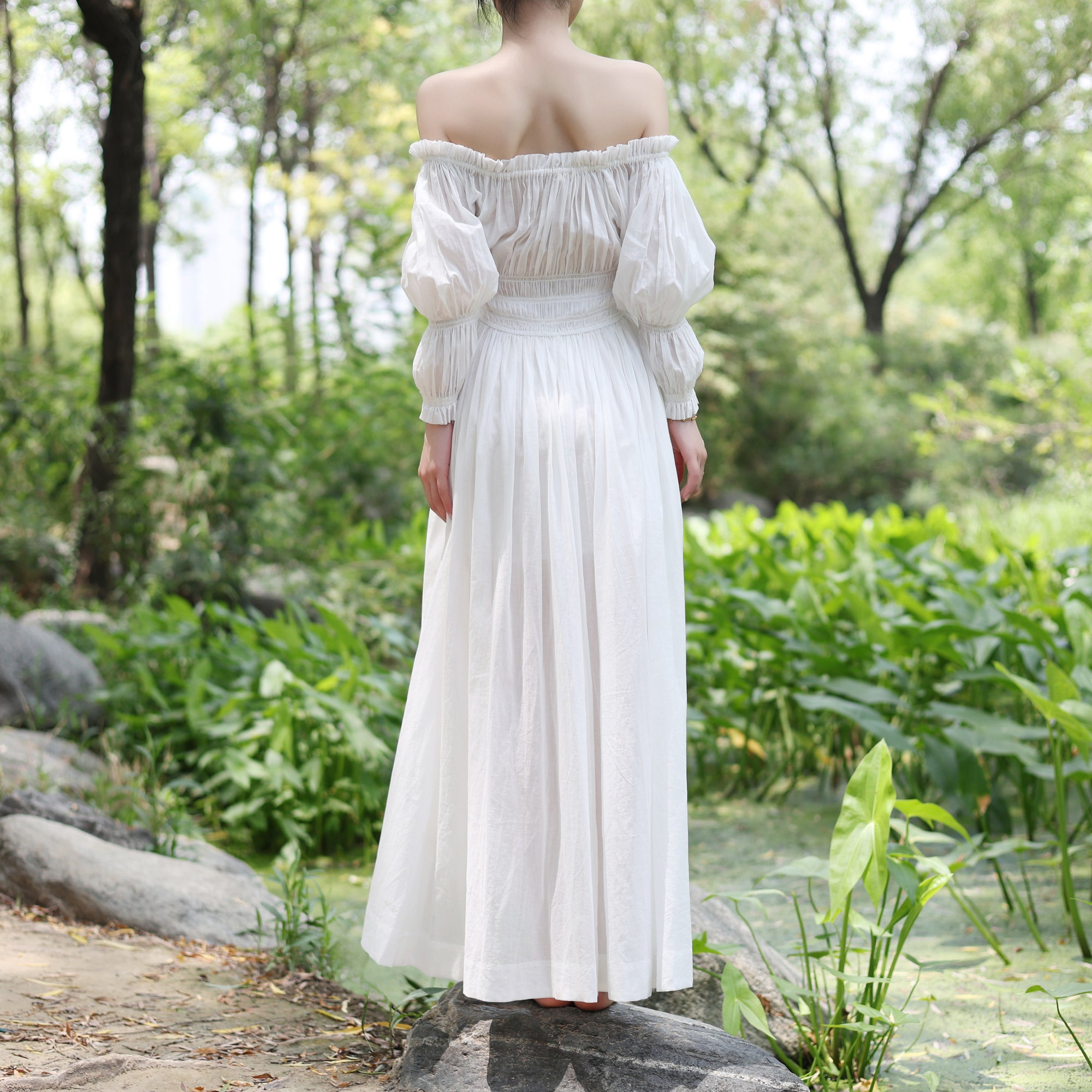 White Cotton Renaissance Dress
