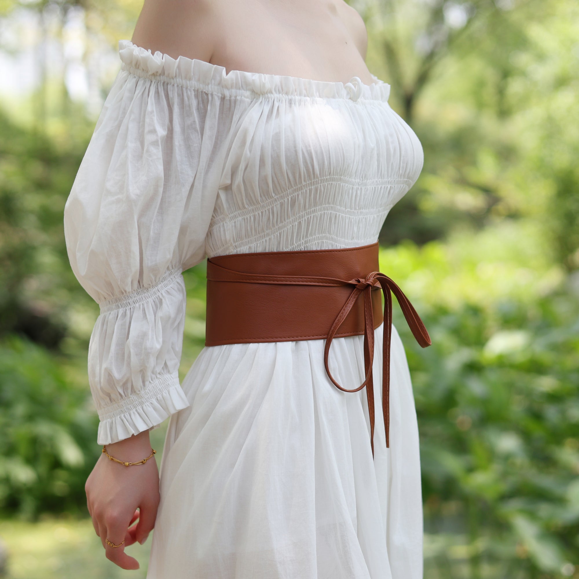 Wide Faux Leather Corset Belt