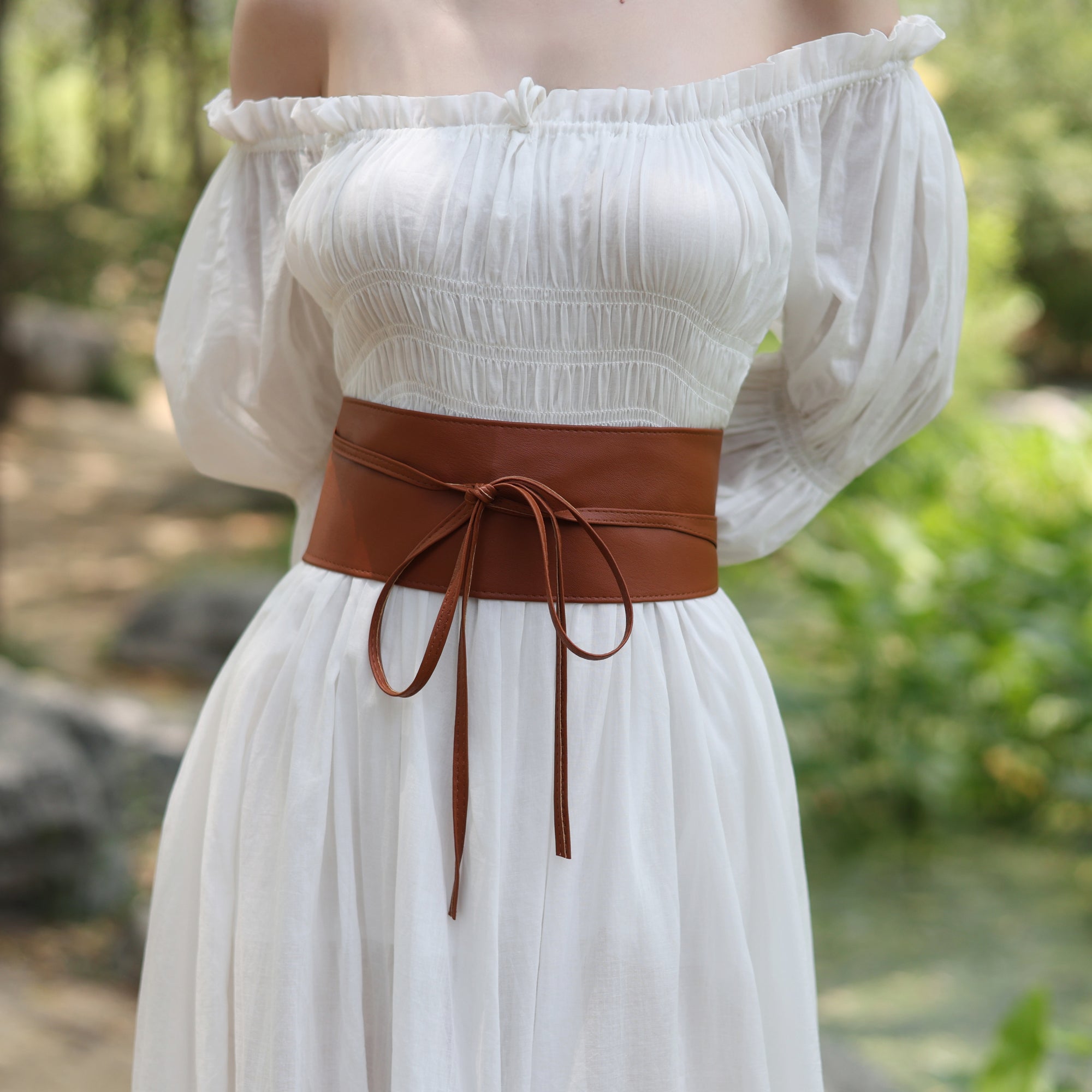 Wide Faux Leather Corset Belt