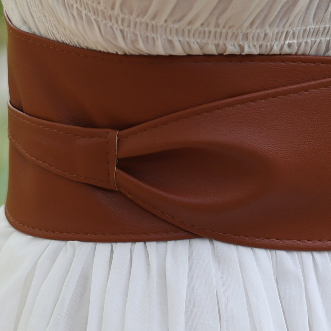Wide Faux Leather Corset Belt