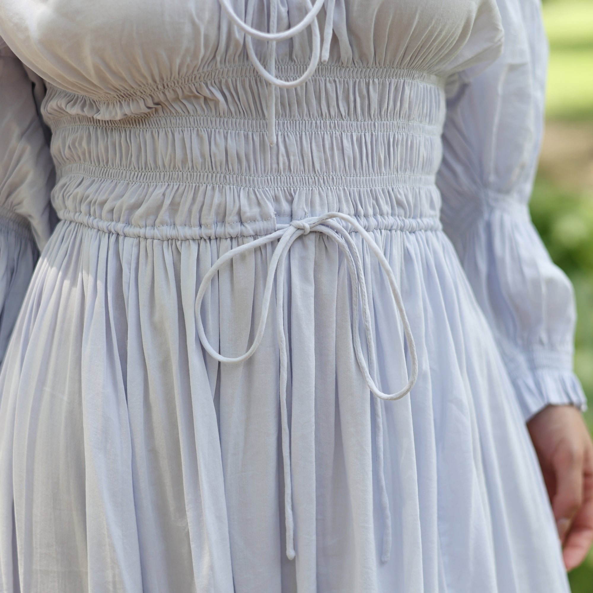 Cream Blue LARP Dress – Medieval Cotton Viscose Gown