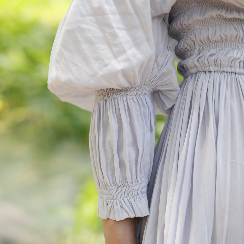 Cream Blue LARP Dress – Medieval Cotton Viscose Gown