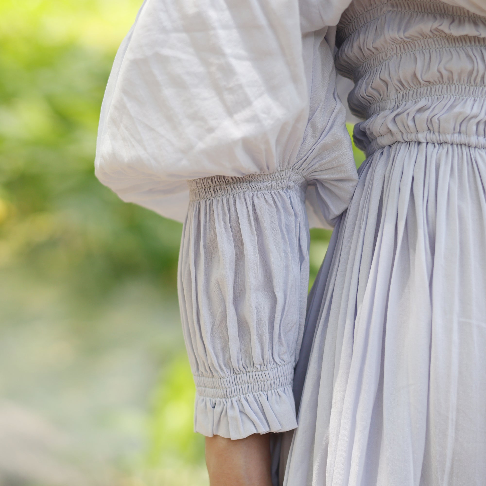 Cream Blue LARP Dress – Medieval Cotton Viscose Gown
