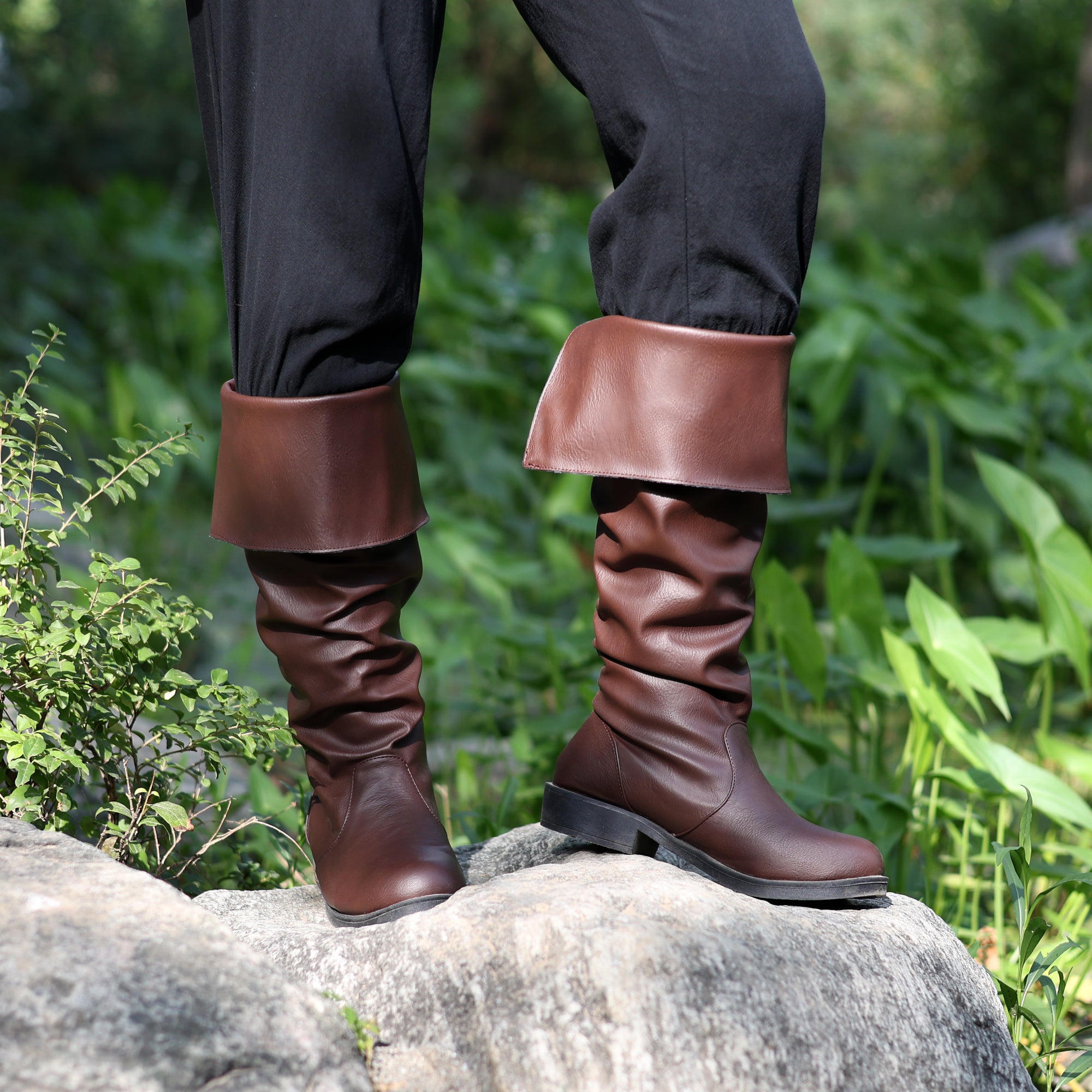 LARP Pirate Boots - Medieval Faux Leather Cosplay Footwear