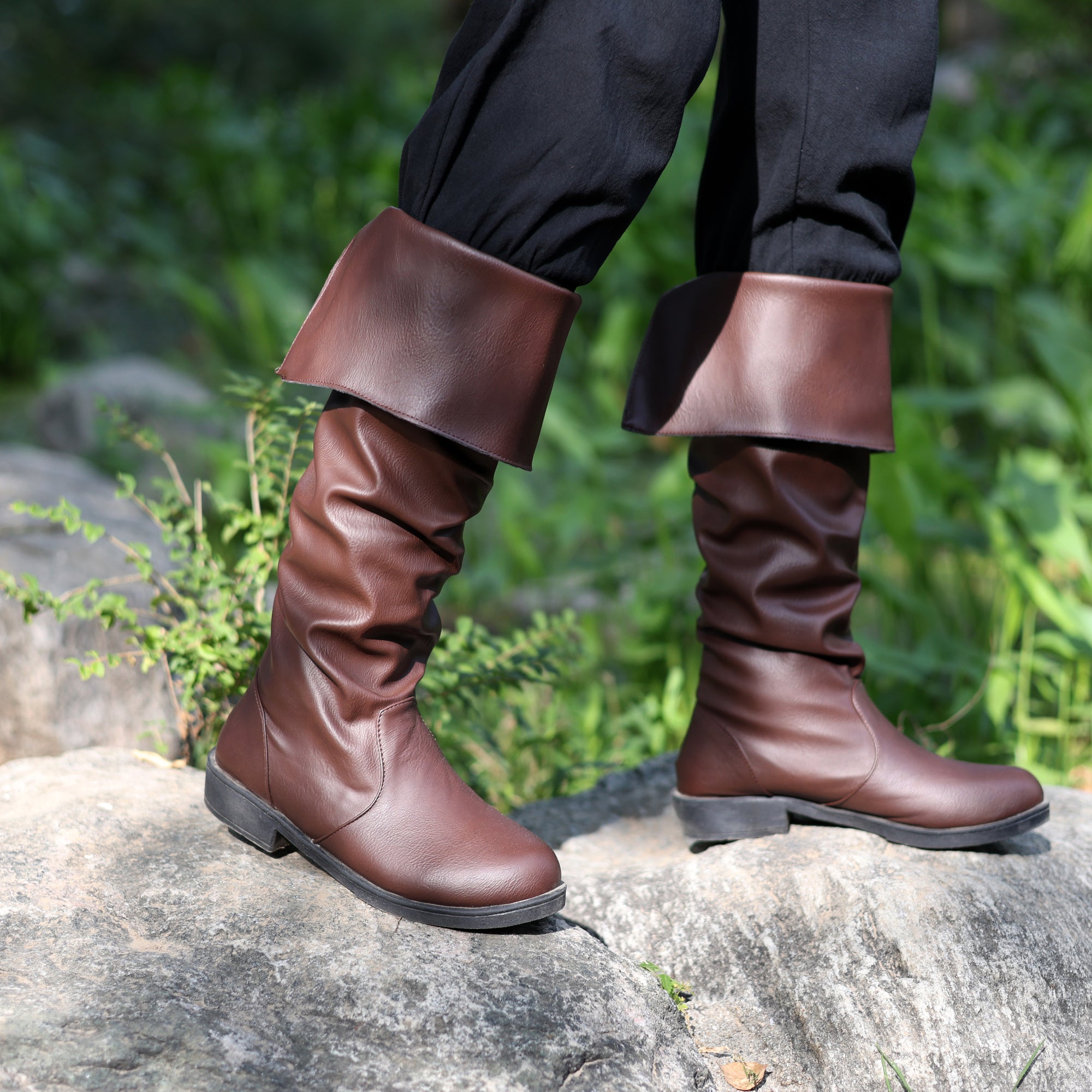 LARP Pirate Boots - Medieval Faux Leather Cosplay Footwear