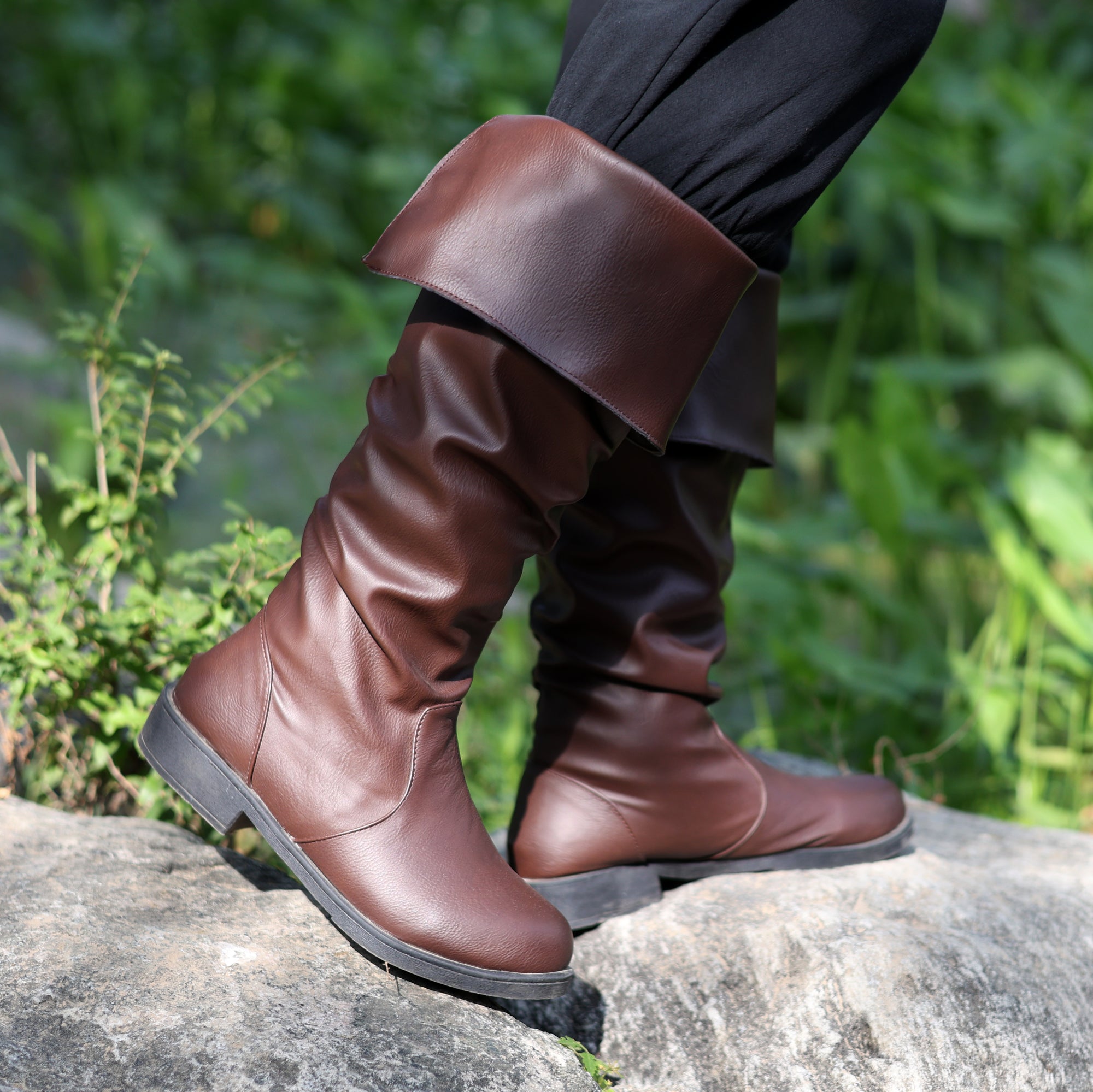 LARP Pirate Boots - Medieval Faux Leather Cosplay Footwear