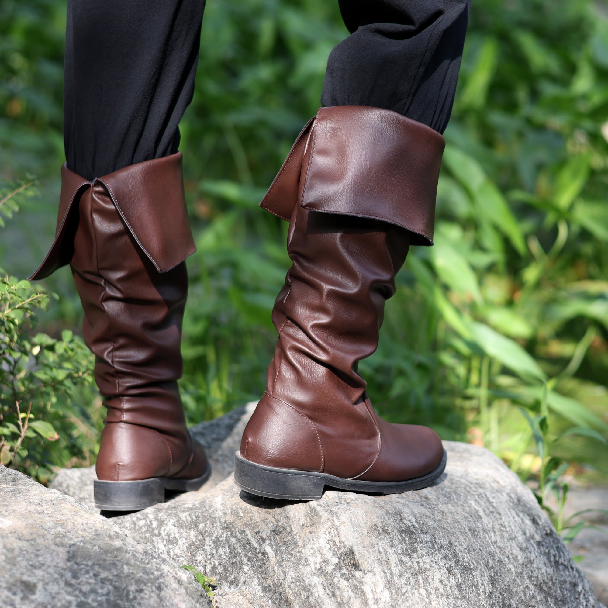 LARP Pirate Boots - Medieval Faux Leather Cosplay Footwear