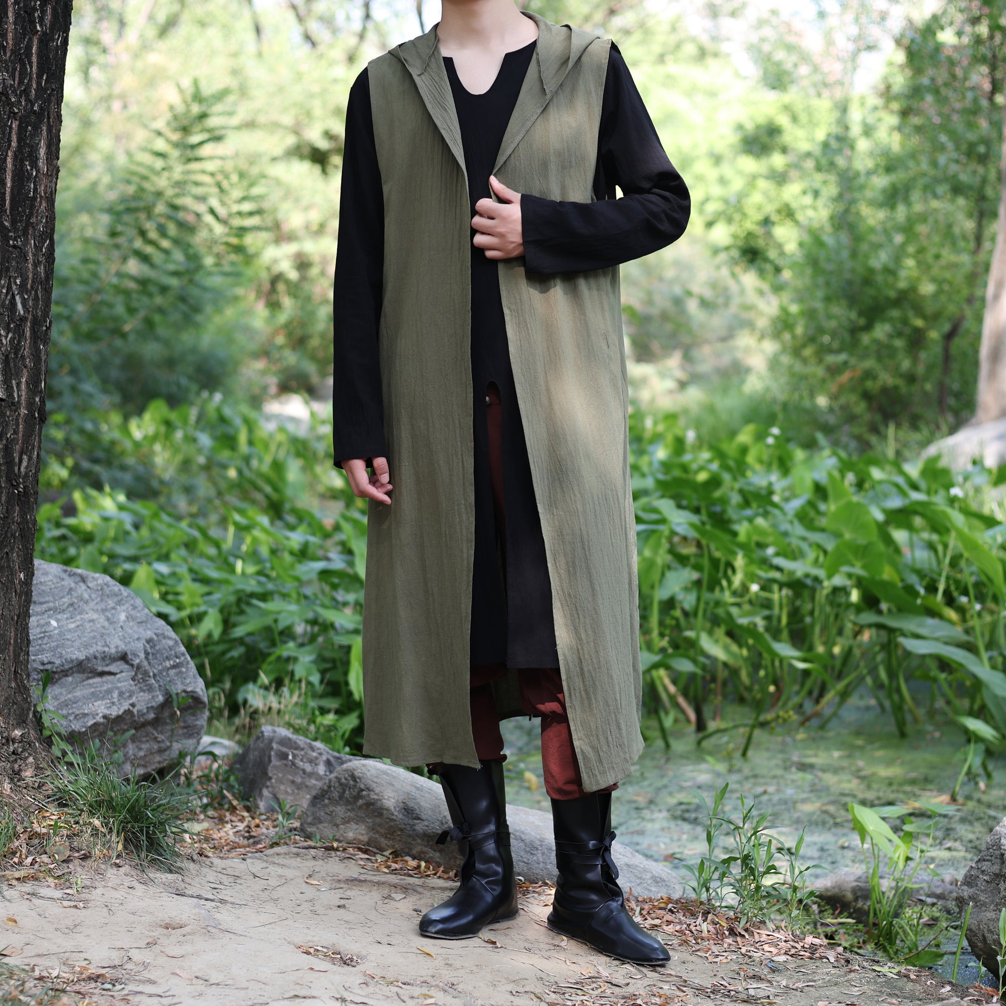 LARP Medieval Linen Cotton Surcoat with Hood