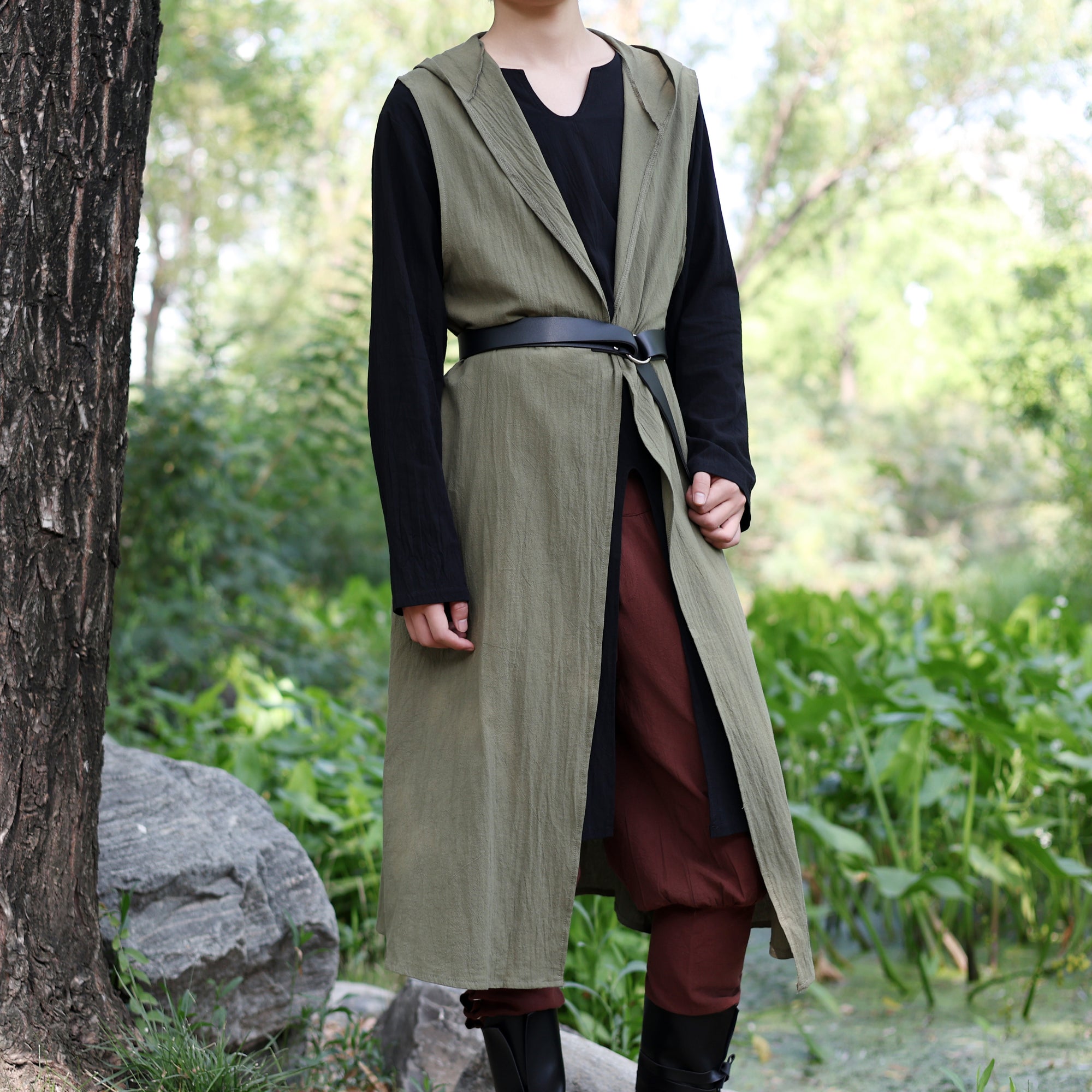 LARP Medieval Linen Cotton Surcoat with Hood