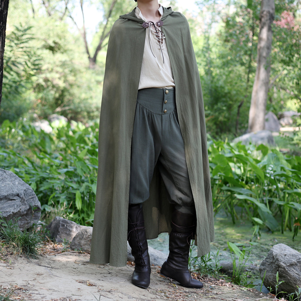 LARP Medieval Linen Cotton Cloak with Hood