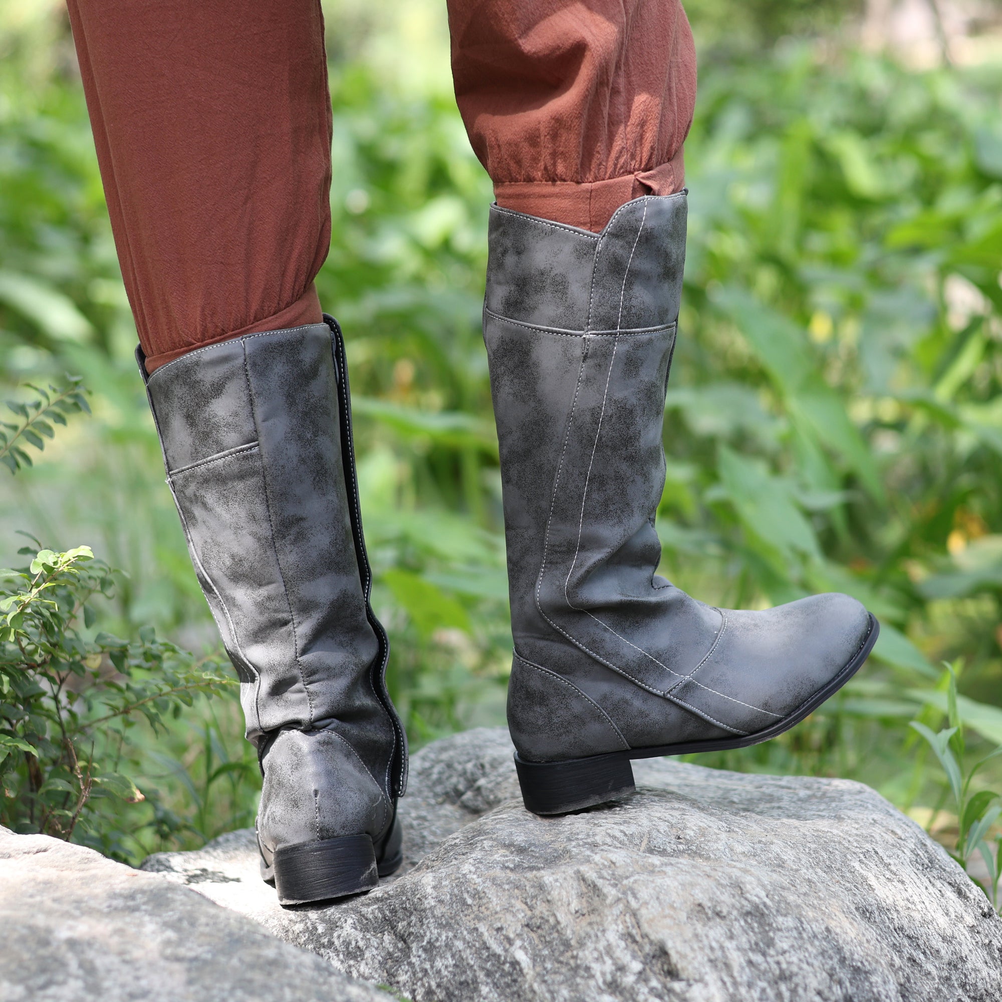 Dark Coffee LARP Boots - Medieval Knee High Costume Footwear