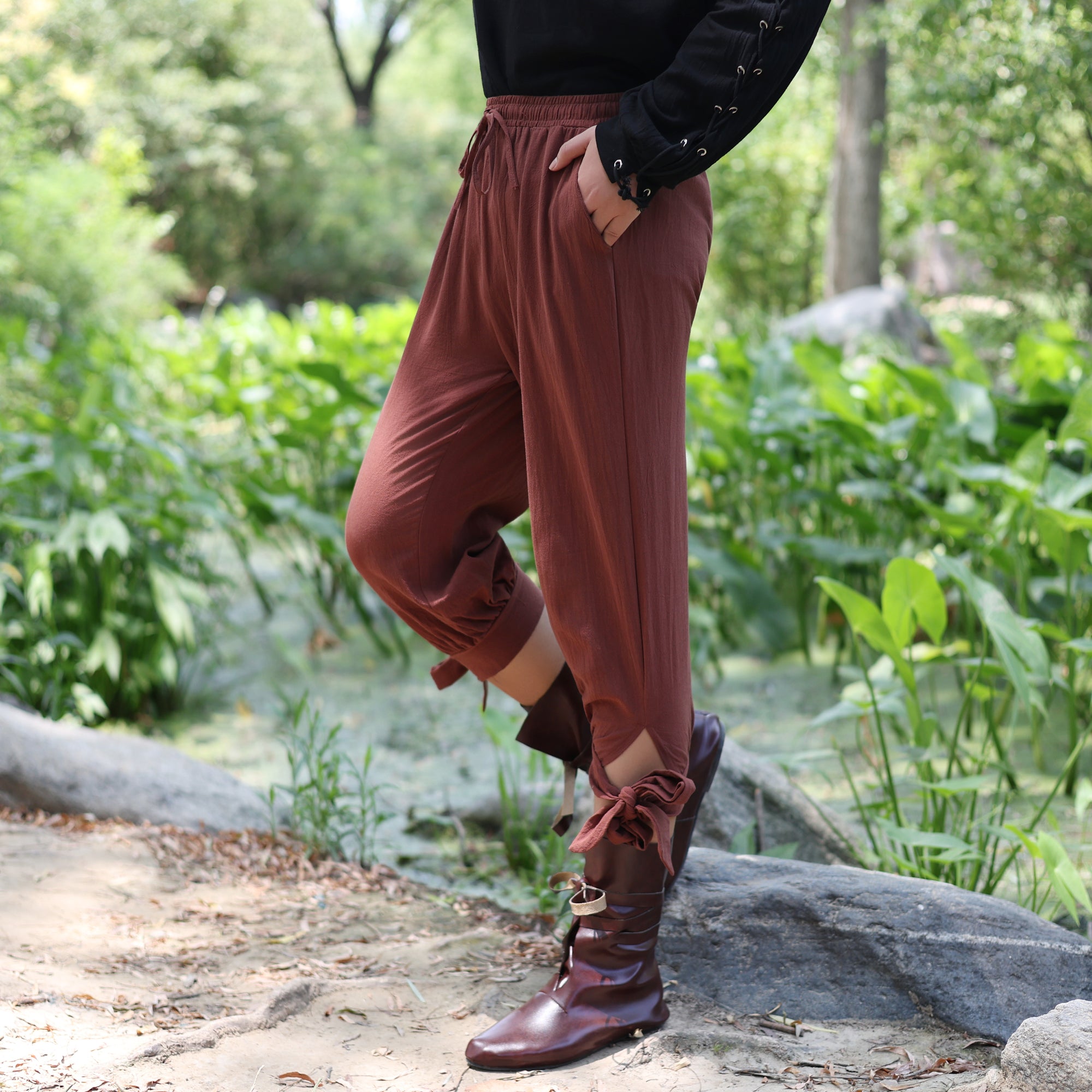 Medieval LARP Linen Short Pants with Side Tie