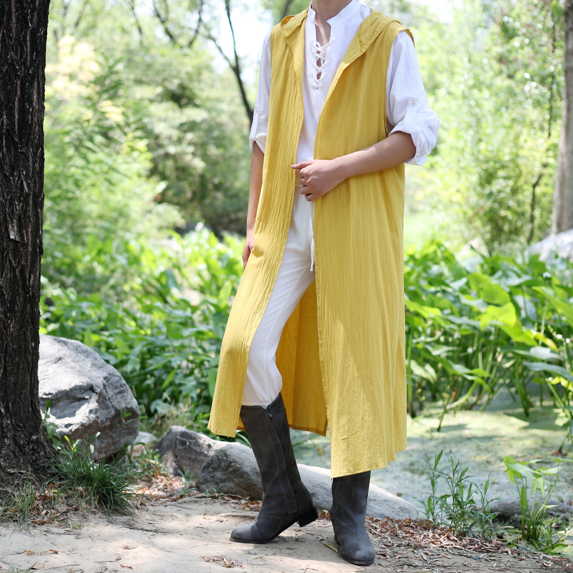 LARP Medieval Linen Cotton Surcoat with Hood