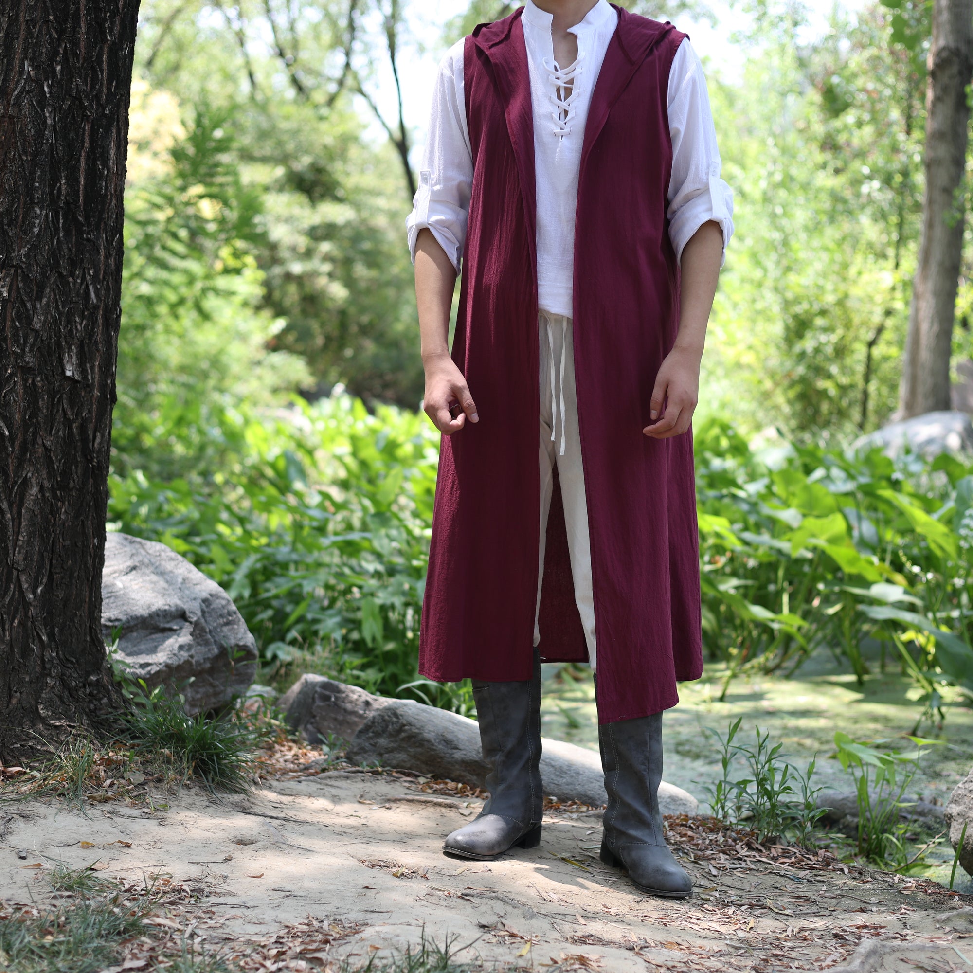 LARP Medieval Linen Cotton Surcoat with Hood