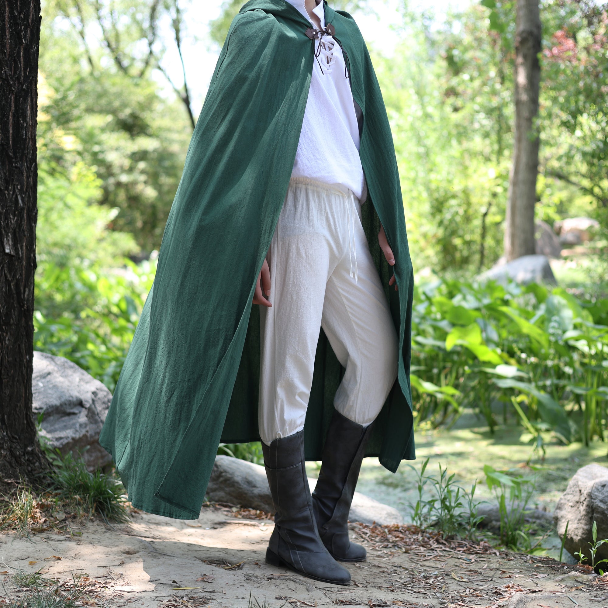 LARP Medieval Linen Cotton Cloak with Hood