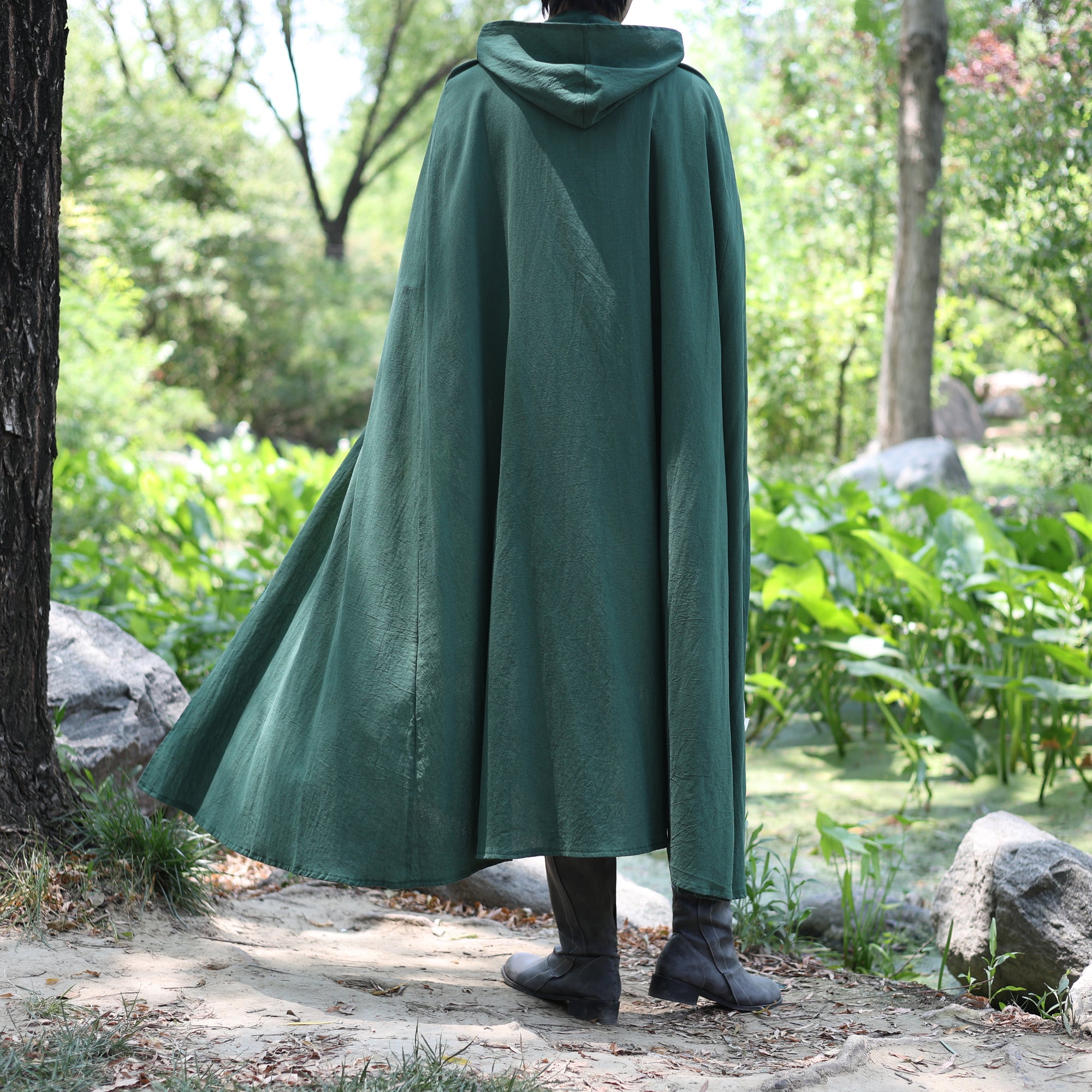 LARP Medieval Linen Cotton Cloak with Hood