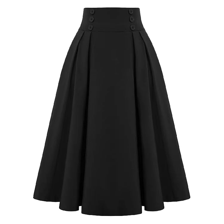 Vintage High-Waist Pleated Skirt