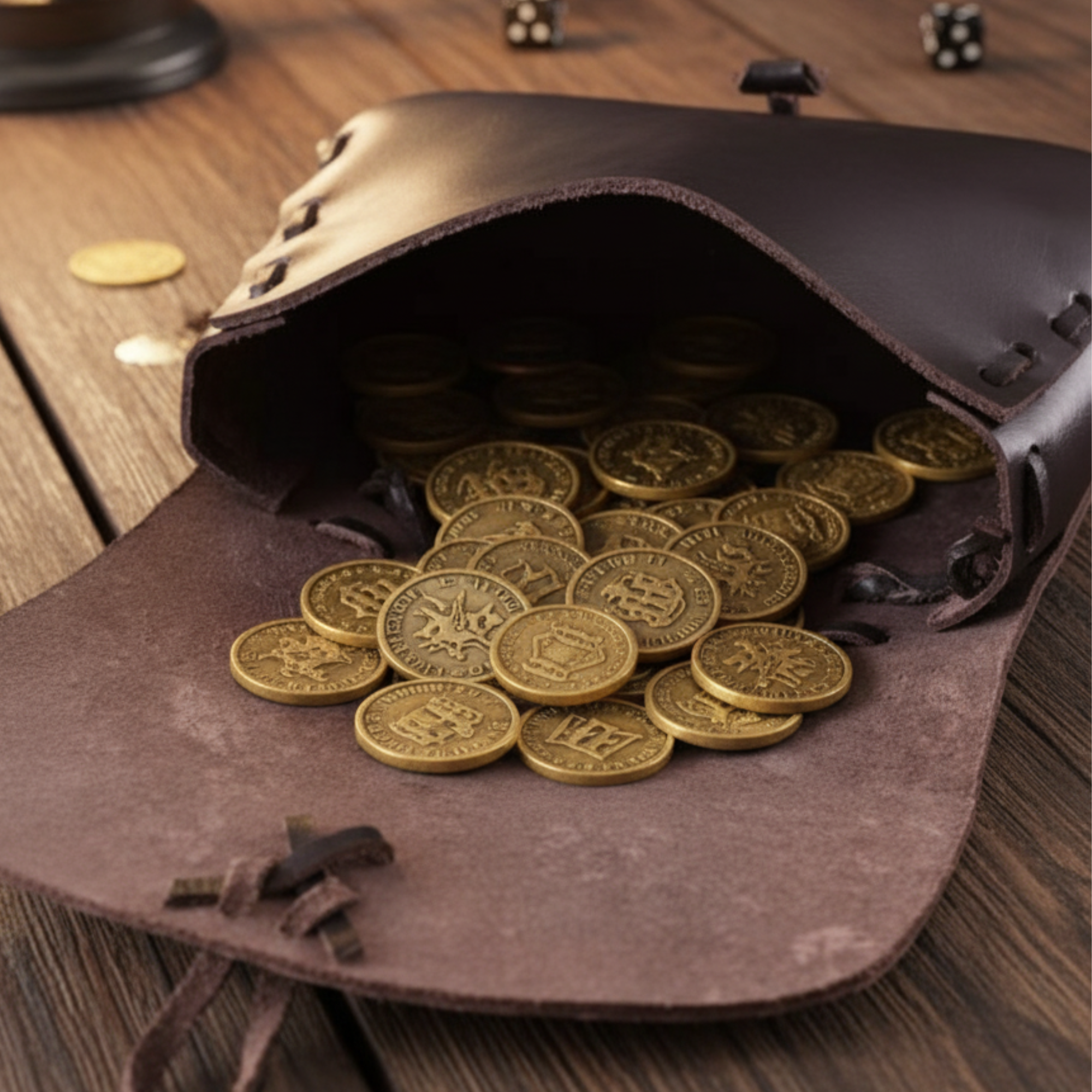 Light Brown Medieval PU Leather Coin Bag