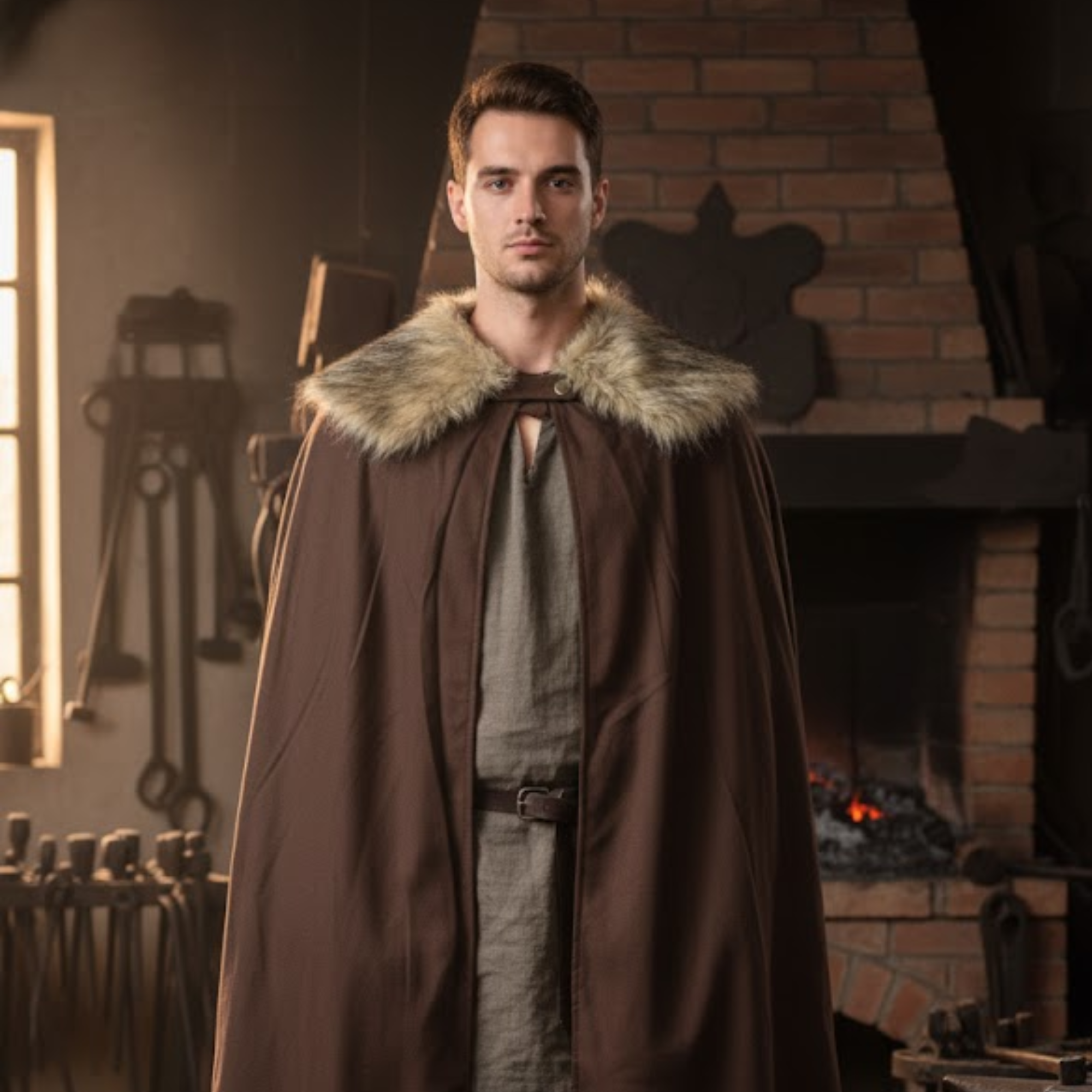 Medieval Fur Collar Cape