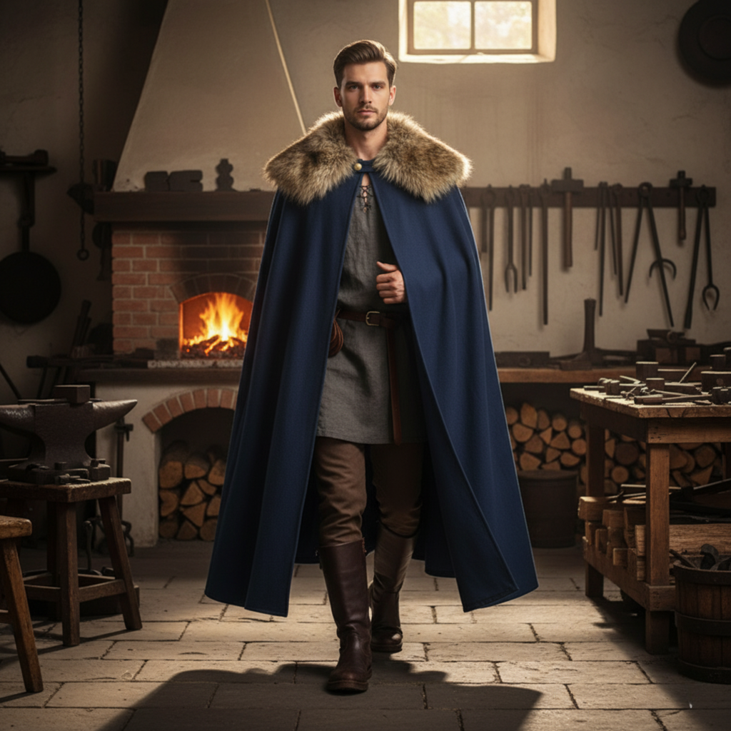 Medieval Fur Collar Cape